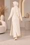 Women's turtleneck, side slit, and 2-piece pants knitwear set - 3