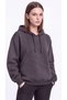 Women's Smoked Hooded Sweatshirt with 3 Yarn Side Pockets, Soft Puff Fabric - 2