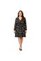 Plus Size Ic Gostermez Full Lycra Patterned Trendy Ruffled V-Neck Dress with Elastic Sleeves Seasonal Burumcuk Fabric Dress - 3