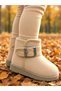 Kids Baby Girl Cream Cinnamon Ultra Mini Suede Boots with Fur Inside Winter Sole Boots - 2