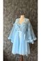 Embroidered Rose Detailed 2-Piece Short Dressing Gown and Nightgown Set in Satin Box - 4