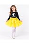 Girl's Ataturk Printed Long Sleeve Black T-Shirt, Yellow Bow Tutu Skirt and White Pantyhose 3-Piece Set