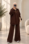 Women's 3 Thread Threaded Half Zipper Basic Set 3910 Brown - 3