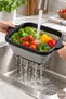 Foldable Square Strainer 25X21X3 cm – Silicone Kitchen Strainer, Vegetable and Fruit Washing and Practical Storage Black