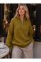 Women's Half Zipper High Neck Knitwear Sweater Oversize Drop Shoulder