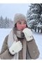 Trend Winter Women's Cut-Finger Plush Gloves - Thermal Hand Warmers with Flip-Cover and Button Detail - 3