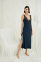 Lace Detailed and Low-Cut Slit Nightgown - 4