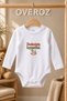 Dede Written Baby Bodysuit Rocking Horse Printed White Long Sleeve Snap Fastener Body 6067