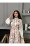 Women's Floral Patterned Belted Long Dress - 2