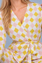 Women's Yellow Patterned Belted Home Wear Pajama Set - 4