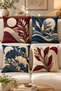 Digital Printing Top Quality Navy Blue Claret Red 4-Piece Throw Pillow Cover Set - 3