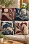 Digital Printing Top Quality Navy Blue Claret Red 4-Piece Throw Pillow Cover Set