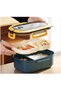 2-Tier 6-Compartment Lunch Box, Bpa-Free, Pp Plastic Lunch Box and Lunch Bag - Lunch Box, Fork, Spoon and Knife Included School Nutrition Box 1200 ml (Dark Blue) - 2