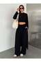 Women's Comfort Sandy Fabric Three-Piece Ensemble (Cardigan, Crop Pants) - 5