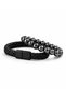 Hematite Natural Stone and Black Leather Men's Bracelet Set - 3