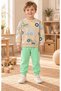 2-Piece Children's Set with Truck Patterned Pockets, Suitable for Boys' Kindergarten and Nursery, 100% Cotton.