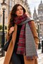DUBLIN - Reversible Burgundy-Red Oversized Winter Shawl with Scottish Plaid and Houndstooth Patterns | 76 x 190 cm | Soft-Textured, Tasseled - 4