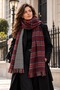 DUBLIN - Reversible Burgundy-Red Oversized Winter Shawl with Scottish Plaid and Houndstooth Patterns | 76 x 190 cm | Soft-Textured, Tasseled - 5