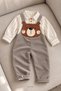 Baby Boy Set Teddy Bear Salopet Set 2-Piece Linen Shirt Overalls Set Seasonal 6 9 12 18 24 Months - 4