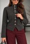 Women's Stand Collar Ruffle Detailed Button Knitwear Cardigan - 5