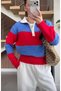 Textured Polo Neck Knit Sweater