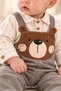 Baby Boy Set Teddy Bear Salopet Set 2-Piece Linen Shirt Overalls Set Seasonal 6 9 12 18 24 Months - 3