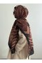 Zigzag Pattern Muslin Shawl - Black & Camel - 2