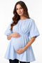 Regular Maternity Blouse with Gathered Waist and Double Sleeve Detail