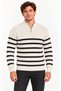 Men's stand collar half zippered striped thessaloniki knitwear sweater - cream - 2