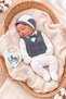 Baby Boy Boxed Premium Horse-Themed 5-Piece Hospital Discharge Set Newborn Cotton Cap Bow Tie Vest Look - 2