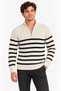 Men's stand collar half zippered striped thessaloniki knitwear sweater - cream - 4