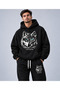 Geometric Wolf Printed Hooded Tracksuit Set - 3