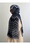 Zigzag Pattern Muslin Shawl - Smoked - 2