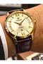 Craymond Exclusive Men's Wristwatch Gold Case Gold Dial Brown Leather Band Classic Stylish Design with Calendar - 2