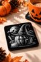 Halloween (Boo Ghost and Pumpkin Patterned) Themed Acrylic Laser-Engraved Coaster (Felt Base) - 3