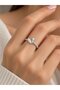 Rice silver color adjustable zircon stone pearl white enamel heart model women's ring - 2
