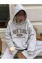 Women's New York Usa Extraordinary Text Printed Hooded Sweatshirt
