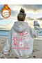 Delightful Its Summer Time Pink Star Flower Printed Hooded Sweatshirt