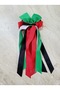 UAE National Day Hair Bow Accessory, Red and Green Bow Tie with White and Black Tails (Bow Clip) - 4