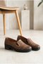 Women's Genuine Leather Laser Cut Perforated Thick Heeled Casual Shoes - 2