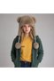Women's Furry Eared Beret with Teddy Bear Detail, Pearl and Pompom Tie, Plush Winter Hat - 2