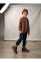 Genuine Leather Orthopedic Sole Burgundy Velcro Children's Boots - 3