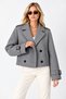 Zr Women's Double-Breasted Collar Double-Button Sleeve Belt Detailed Comfortable Fit Short Cream Cashmere Coat
