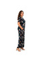 Plus Size Lycra Imported Viscose Kumas Bagcikli V-Neck Short Sleeves Patterned Trendy Seasonal Colorful Jumpsuit - 7