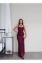 Square Neck Draped Stoned Long Dress - 4