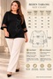 Women's Black Plus Size Velvet Floral Embroidery Tulle Low-Cut Three Quarter Sleeve Side Slit Wide Collar Stretchy Viscose Blouse - 2