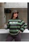 Contrast Striped Printed Sweatshirt