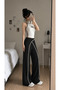 Women's High Waist Contrast Piping Wide Leg Flowy Long Palazzo Pants - 4