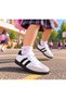 Unisex White Black Thermo Sole Side Striped Velcro-Lace Children's Sports Shoes - 2