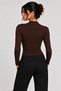 Women's Black Half Turtleneck Button Detailed Drop-Cut Long Sleeve Slim Fit Camisole Blouse - 7